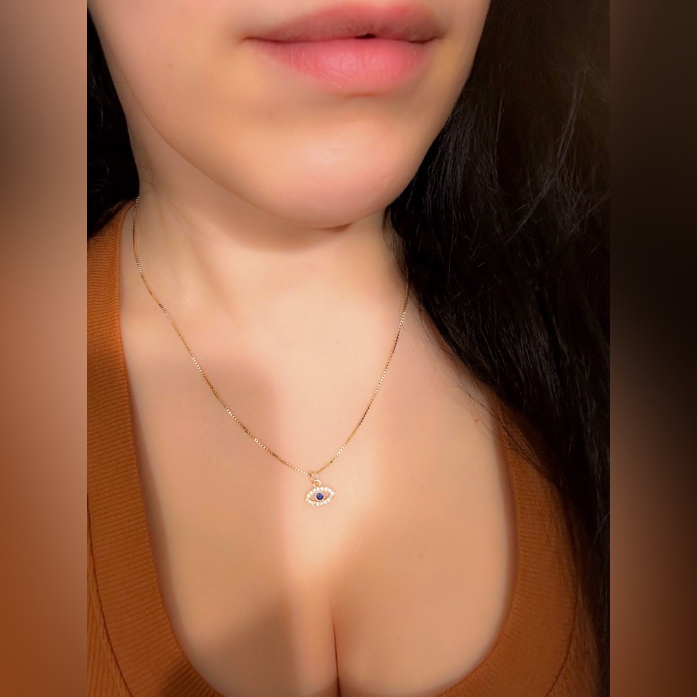 Dainty Evil Eye Necklace | 18k Gold Filled - Picture 9 of 9
